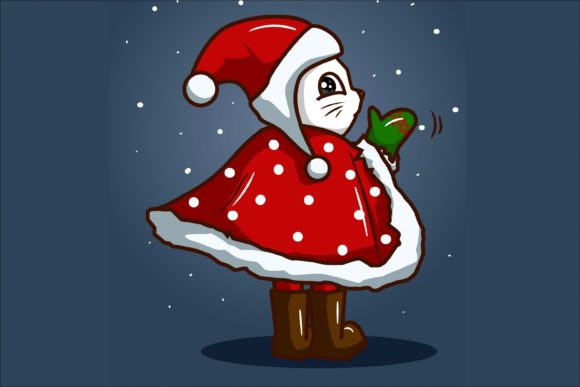 A Cat in a Christmas Costume Illustrations