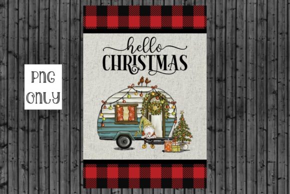 Christmas Gnome Camper Flag Printable Illustrations
