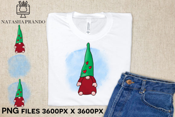 Christmas Gnome with Hearts Sublimation Illustrations
