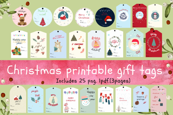 Christmas Printable Gift Tags Illustrations