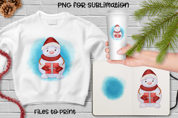 Christmas Snowman Sublimation Design for Illustrations