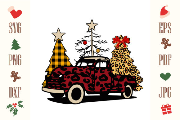 Christmas Tree Christmas Car Illustration for Digital Products