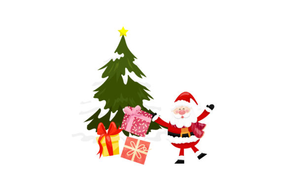 Christmas Tree Gift Box Santa Design Art for Branding and Packaging