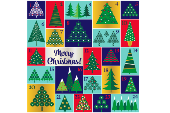 Christmas Trees Advent Calendar Graphic Illustrations