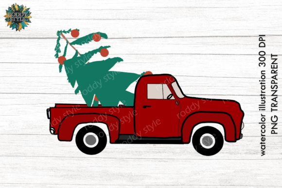 Christmas Truck Tree PNG, Red Truck Illustration Review