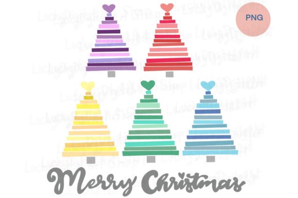 Colorful Christmas Tree Sublimation Png for Illustrations