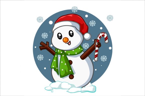Cute Snowman Carrying Christmas Candy Illustration