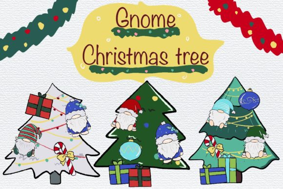 Gnome Christmas Tree Decoration Illustration
