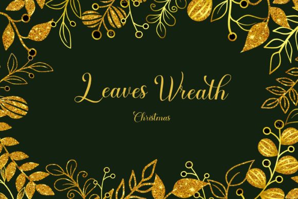 Leaves Design Gold DIY Wreath Christmas Illustrations