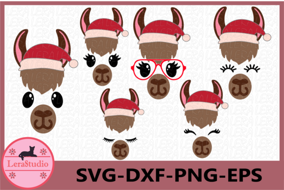 Llama Face Christmas Illustration for Branding