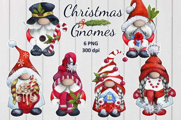 Merry Christmas Gnomes Illustration for Branding