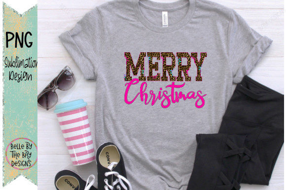 Merry Christmas Pink Leopard PNG Illustration