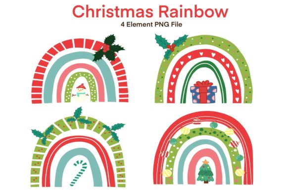 Rainbow Christmas Sublimation Clipart for Vibrant Website Designs
