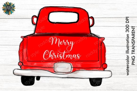 Red Truck Christmas Illustration Design for Handmade Projects