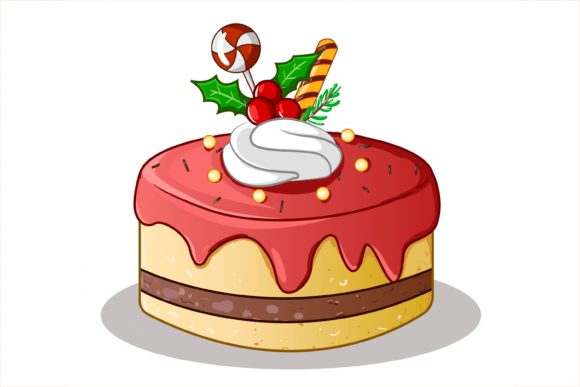 Red Yellow Tart Christmas Illustrations for Festive Design