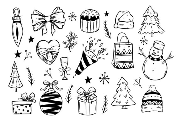 Set of Christmas Icons or Elements Illustrations