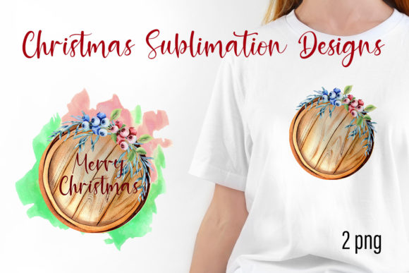 Watercolor Christmas Decor PNG for Embroidery